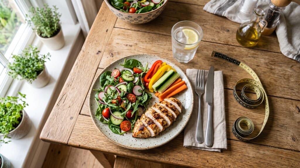Kitchen_table_with_salad_Weight_Loss Diet_Plan